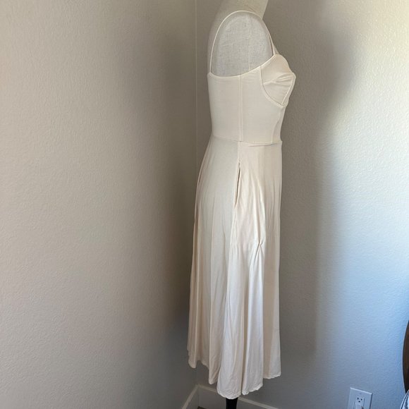 Reformation A Line Dress Sweetheart Midi Pullover Spaghetti Straps Ivory Color S - Picture 3 of 10